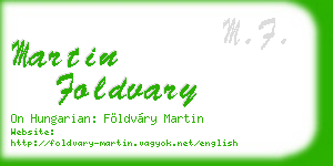 martin foldvary business card