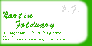 martin foldvary business card